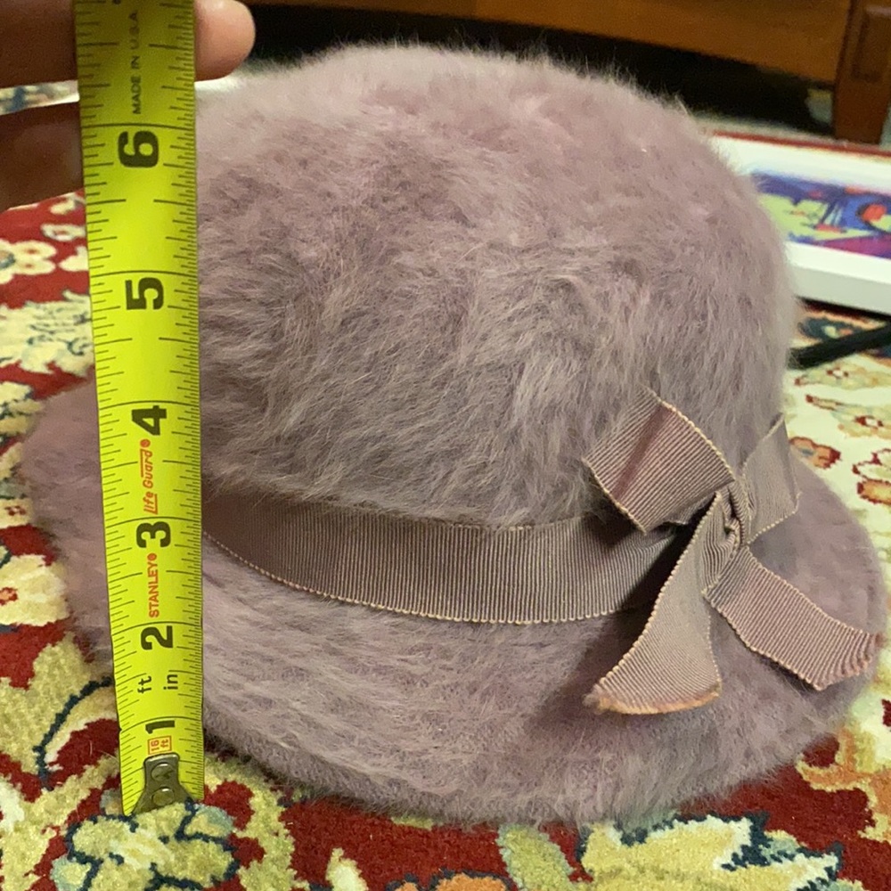 Rabbit fur lilac bowler hat - Picture 7 of 7